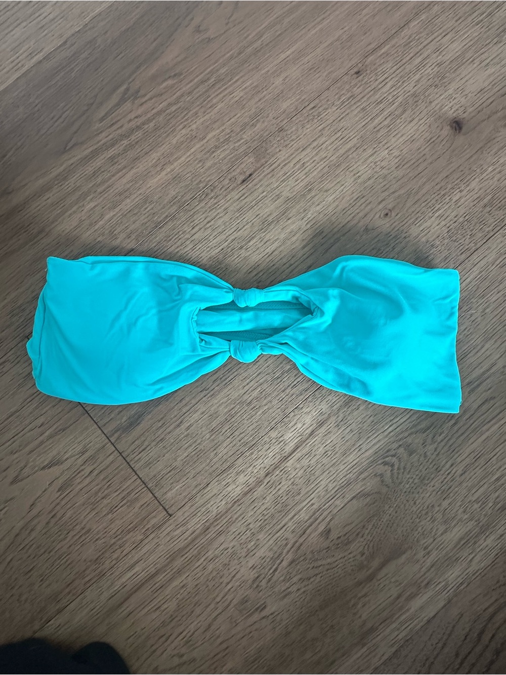 SHEIN Turquoise Twist-Front Bandeau Bikini Top